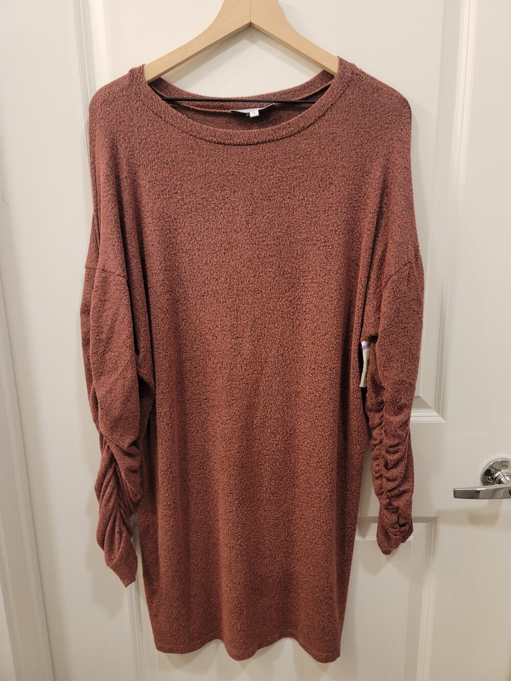 The Vanity Room Knit Long Sleeve Sweater Dress in Spice